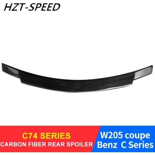 2015 -2018 For BENZ C Series W205 coupe Spoiler Wing Black Carbon Fiber Material Modified C74 Style Rear Spoilers