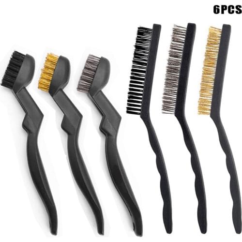 9pcs Wire Brush with Stainless Steel Brass Nylon for Removal Small Wire Brush for Cleaning Welding Slag Rust Dust