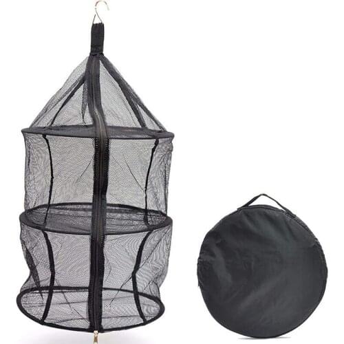 3 Layer Clothes Dry Net Hanging Storage Bag with Zippers Collapsible Mesh Rack for Camping Picnic and Dry Things