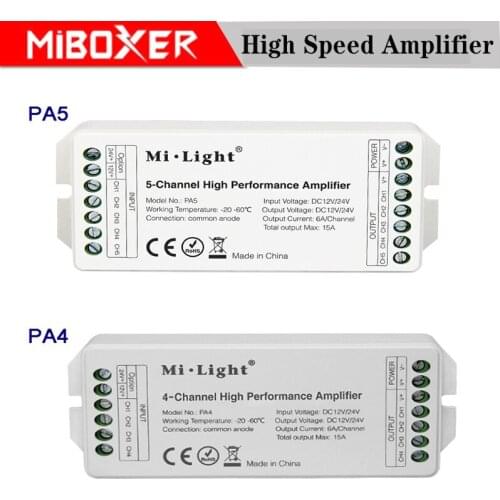 Miboxer 4 Channel 5 Channel High Speed Amplifier DC12V 24V Compatible With MI-Light Series Controllers and All PWM Type LED Con