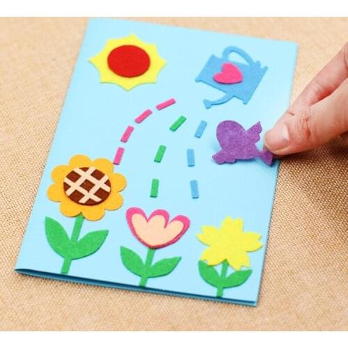 5 pieces/lot DIY Handmade Holiday Greeting Cards Children Handmade Non-woven Material Card Toys Kids Educational Toys