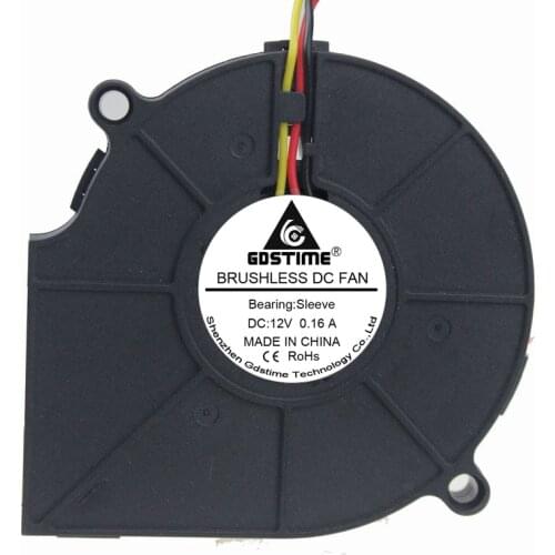 5 pieces lot Gdstime 75mm Brushless DC Cooling Blower Fan 7cm 12V 7515 75x75x15mm 3 Pin