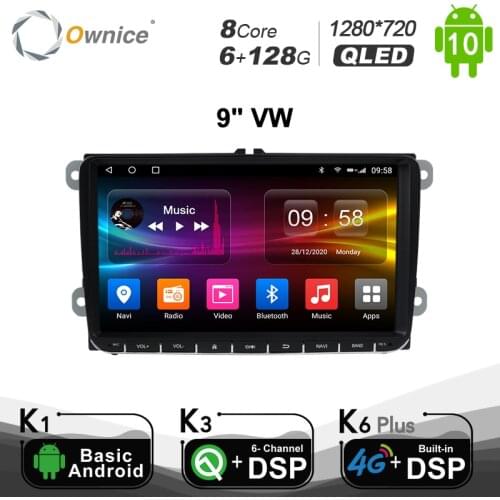 6G+128G Ownice Android 10.0 for VW Volkswagen Golf Polo Tiguan Passat b7 b6 skoda rapid octavia 1280*720 4G LTE BT 5.0 SPDIF
