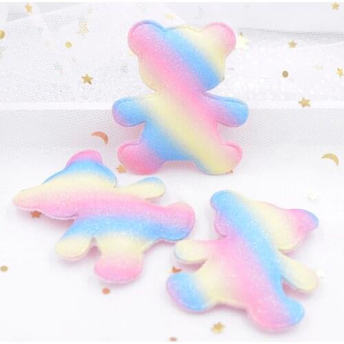 8Pcs Upscale Glitter Powders Cartoon Bear Appliques Padded Patches for DIY Happy Birthday Party Magical Dessert Ornament S32