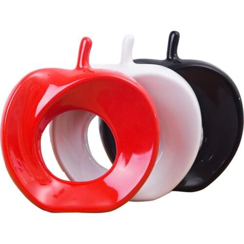 Abstract Ceramic Apple Figurine Handcrafted Porcelain Modern Apple Statue Present Birthday Office At Desktop Wedding Decoration