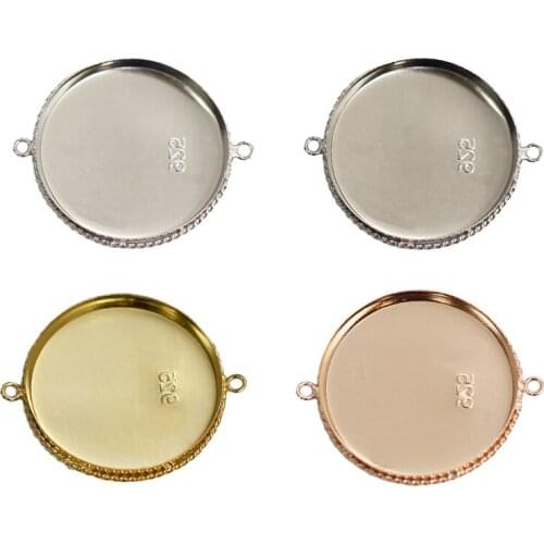 Beadsnice 925 Sterling Silver 25mm Bracelet Connector Wrapped Round Bezel Setting For Handmade Jewelry Making ID39514smt4