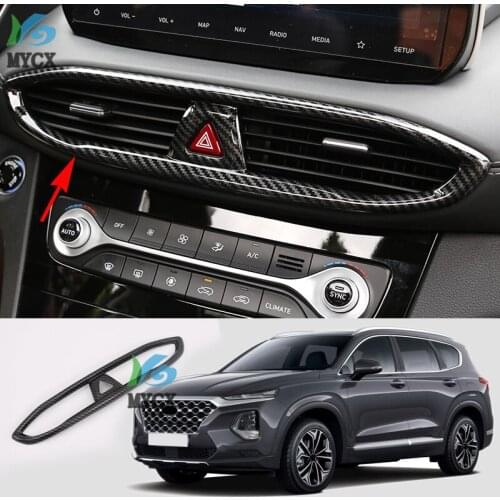 Car Interior Central Control Dashboard Outlet Air Vent Cover Trim Panel Frame ABS Chrome For Hyundai Santa Fe IX45 4TH 2019 2020