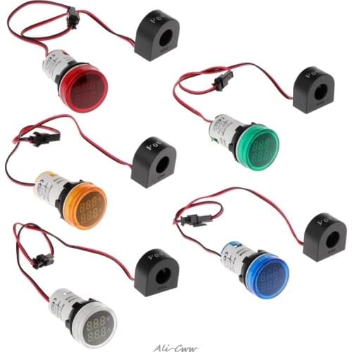 22MM AC50-500V 0-100A Digital LED Voltmeter Voltage Meter Indicator Pilot Light Ammeter Ampermeter Current Tester 2 In 1 With CT