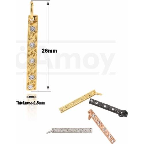 CZ Cubic Zirconia Rectangular Pendant Strip Charm DIY Jewelry Necklace Bracelet Earring Accessories 3x26x1.5MM