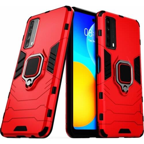For Huawei psmart 2021 PPA-LX2 Case Ring Stand Bumper Silicone + PC Phone Back Cover for Huawei Huaweiy P Smart 2021 6.67'' Capa