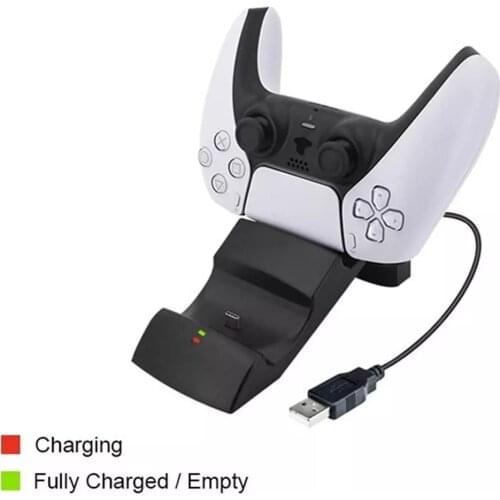 Dual Slot Fast Charging Dock LED Indicator Charger Station Stand Base Power Supply with USB-C Cable for PS5 Wireless Controller