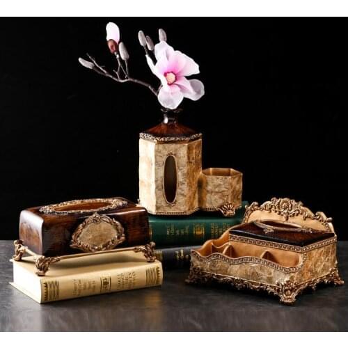 European Tissue Box Fruit Plate Wine Rack Ashtray Resin Decoration Home Livingroom Figurines Crafts Porch Coffee Table Ornament