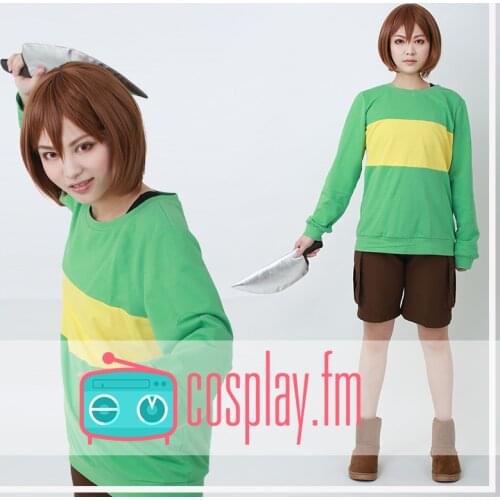 [STOCK] Game Undertale Chara Green Pullover Sweater Color Contract Cosplay Top S-XL