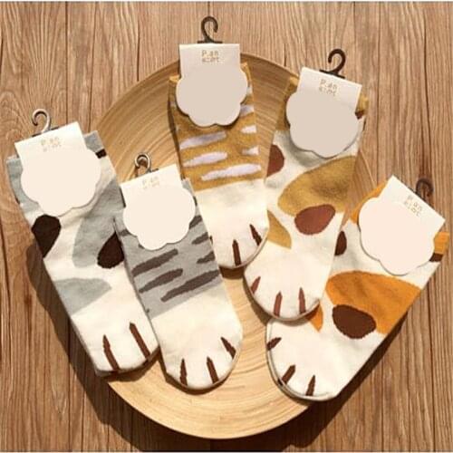 Cotton Jacquard kawaii Cats Paw Socks Woman Lovely Animal Cartoon Pattern Ukraine Ankle Sock Girls Funny Sock New Design