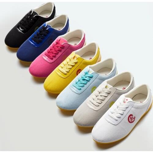Canvas Breathable Tai Chi Shoes Free Flexible Wushu Shoes Martial Arts Sneaker Sports Training Footwear Seven Colors Size 26-46