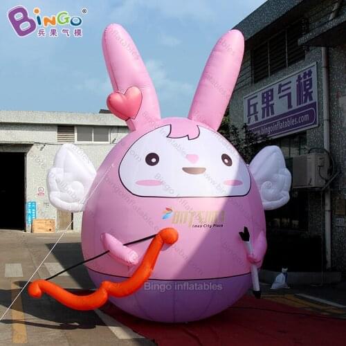 Customized 3.2x4 Meters Giant Inflatable Pink Rabbit With LED Lighting For Advertising Events - BG-C0247
