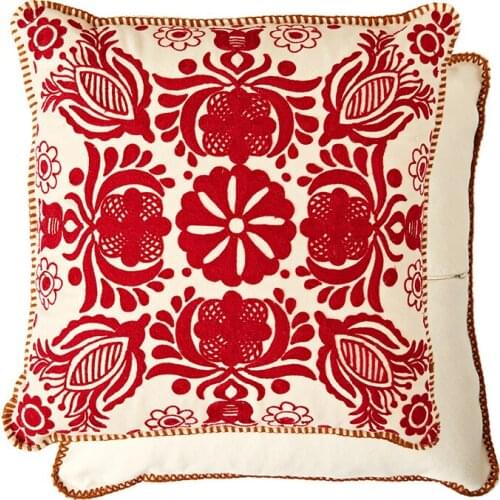 Cardamom Wedding Red Pillow Cushion Cover High-end Wool Embroidery Throw Pillowcase Floral Print Cushion Cover For Sofa 45×45cm