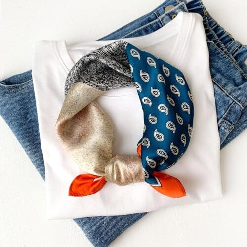 KOI LEAPING New fashion 100% silk hair scarf for ladies cashew flower printing scarf headscarf Variety professional shawl