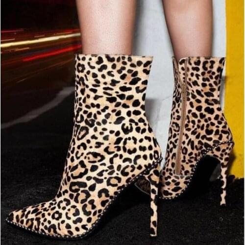 Leather Cowboy Women Shoes High Heels Autumn Winter Knee High Boots Women Snakeskin Leopard Long Boots Sexy Shoes Woman