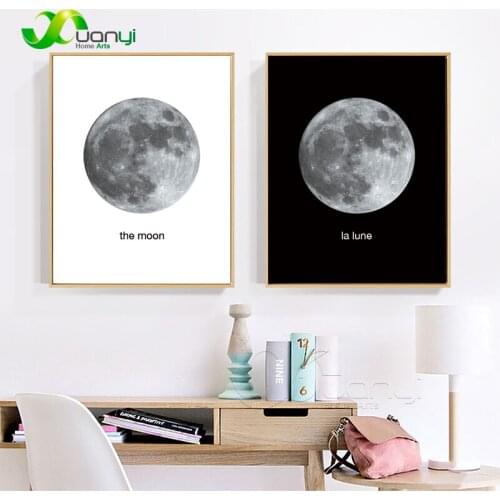 Moon Canvas Painting Modern Nordic Rrint On Canvas Nordic Picture For Kids Room Space Earth Oil Painting Home Decor Unframed