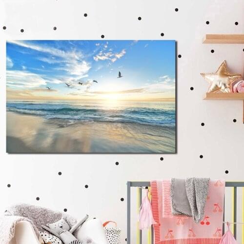 Seascape Sunrise Minimalist Wall Art Canvas Poster Print Canvas Painting Oil Decorative Picture Office Living Room Home Decor