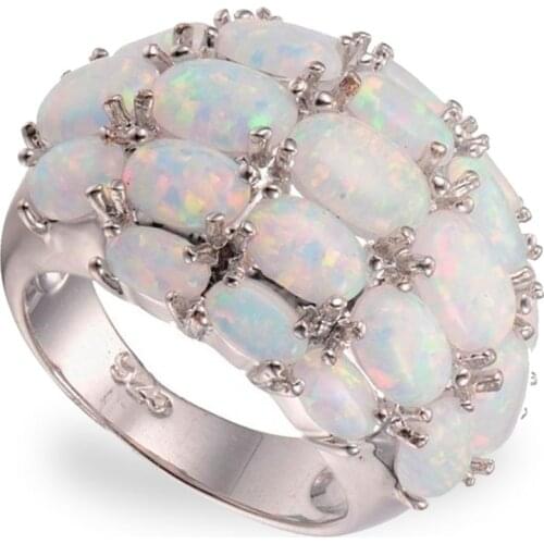 Fashion Metal Natural Oval Opal Rings For Women Ladies Rings Engagement Ring For Woman Luxury Jewelry