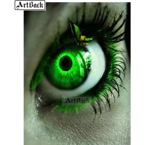 Mosaic 5d diy diamond painting green eye icon home decoration full square drill rhinestone 3d diamond embroidery artwork