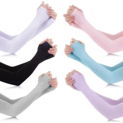 Men Woman Outdoor sports Long sun protection Ice silk Mittens Stretch Gloves ST010