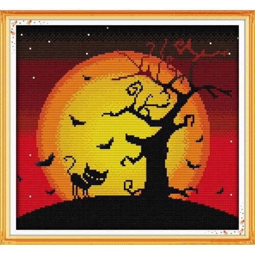 The night of Halloween cross stitch kit cartoon printed aida 14 11ct cotton hand embroidery DIY handmade needlework supplies bag