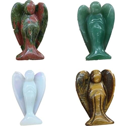 4-5cm Natural Tiger Eye Crystal Angel Carving green aventurine red golden sand stones Specimen Reiki Healing Collection