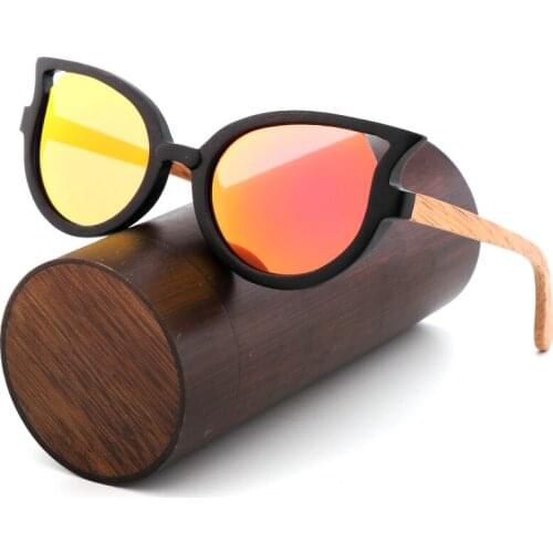 2018 New Fashion Ladies Cat Eyes Sunglasses Women Wood Handmade Sun Glasses Men With Bamboo Glasses Case UV400 Gafas de sol