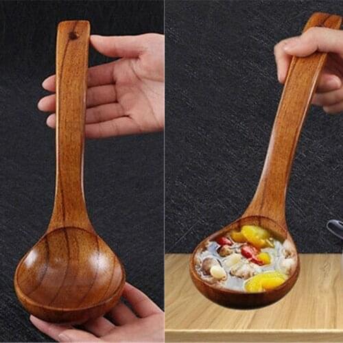 Spoon New Cooking Utensil Dessert Rice Teaspoon Long Handle Kitchen Wooden Soup Spoon