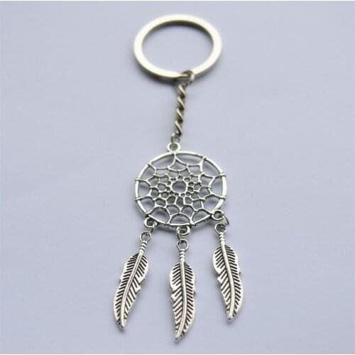 New Fashion Gift Pink Black Beads Dreamcatcher Feather Wind Chimes Dream Catcher Key Chain Women Vintage Indian Style Keychain