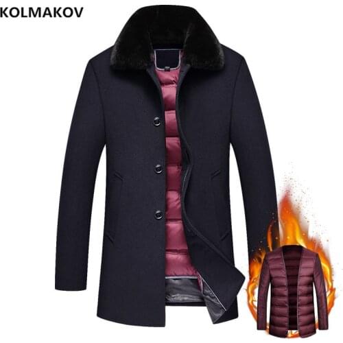 2021 new arrival winter 90% white duck down liner thicked wool trench coat men,wool jackets,mens wool warm coat size M-4XL