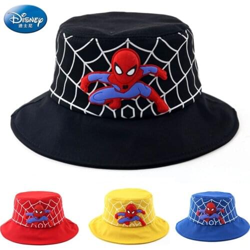 Disney Led Light Spiderman Bucket Hat For Kids Foldable Fisherman Cap Cotton Boy Girl Panama Caps Autumn Summer Beach Sun Hats