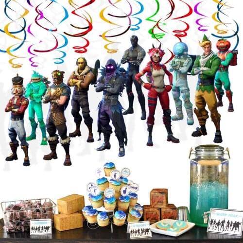 10pcs/set Fortnite Figure Birthday Decoration Pendant Spiral PVC Pendants Kid Christmas Party Holiday DIY Event Festive Supplies