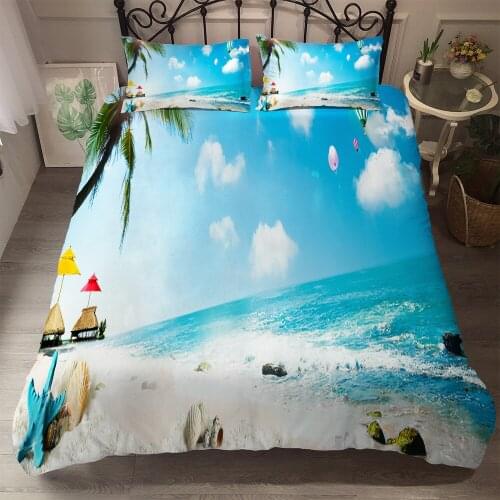 Three-piece Bed Covers on 3D Digital Printed Beds for Tropical Beaches Are Popular In Europe and America