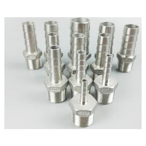 13mm x 3/4'' BSP Male Thread 304 Stainless Steel Pipe Fitting x Barb Hose Tail Reducer Pagoda Joint Coupling Connector