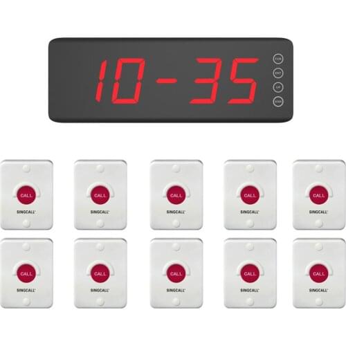 SINGCALL Wireless Hotel Service System, Waterproof, Put in the Bathroom or Outdoor, 10 Pagers APE510,1 Screen Receiver SC-R50