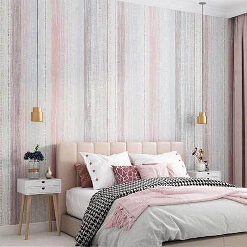 Nordic Non-woven Fabric Wallpaper Modern Color Striped Wallpaper Living Room Childrens Bedroom Background Wall Papel De Parede
