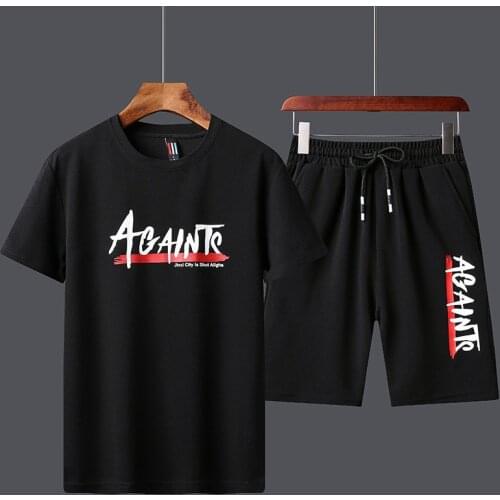 2021 New Mens Tracksuit Summer Clothes Sportswear Two Piece Set T Shirt Shorts Brand Track Clothing Male Sweatsuit Sports Suits