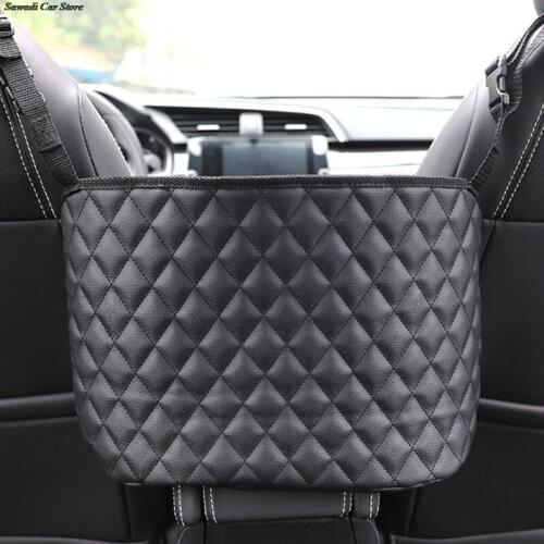 Car Storage Bag Handbag Holder Car Seat Storage Handbag Holder Auto Interior Stowing Tidying Car Middle Organizer PU Leather