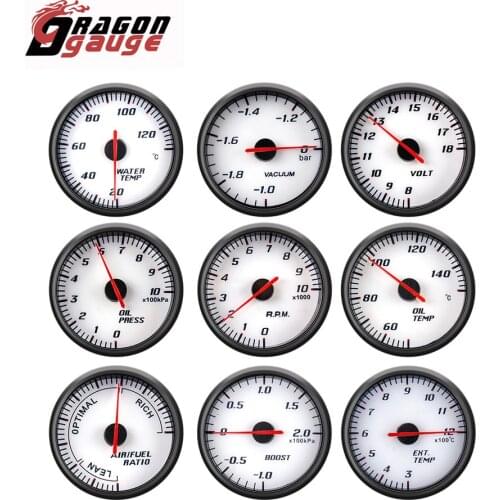 DRAGON GAUGE 60mm Tachometer Boost Voltmeter Air Fuel Ratio EGT Gauge Vacuum Water Temp Oil Press Oil Temp Car Gauge for 12V Car