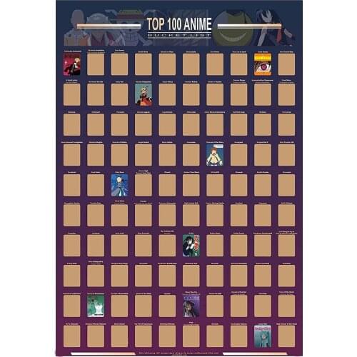 Decoration Home Top 100 Anime Movie Scratch Off Poster Anime Bucket List Premium Artistic Icons Great Gift For Anime Enthusiasts