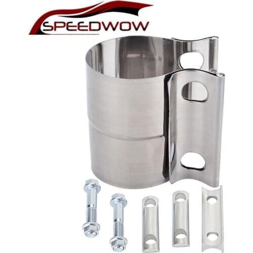 SPEEDWOW Universal Car Part 2.0" 2.25" 2.5" 3.0" 4.0" High Strength Reducing Pipe Butt Joint Exhaust Clamp Kit Stainless Steel