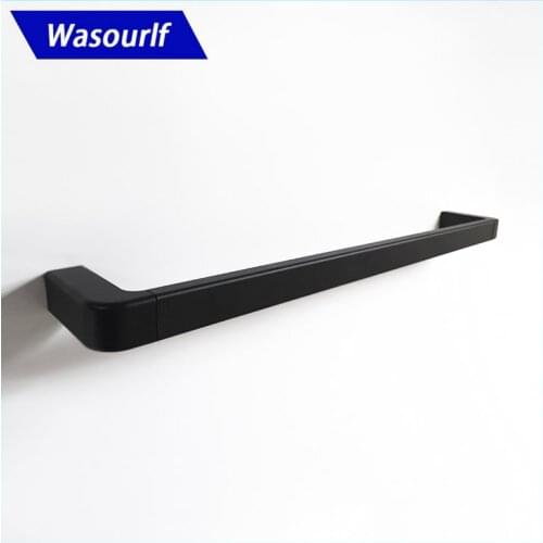 WASOURLF Black Single Towel Bar Bathroom Fixture Hardware Towel Racks 60cm For Hotel Plastic ABS Material Home Easy Install