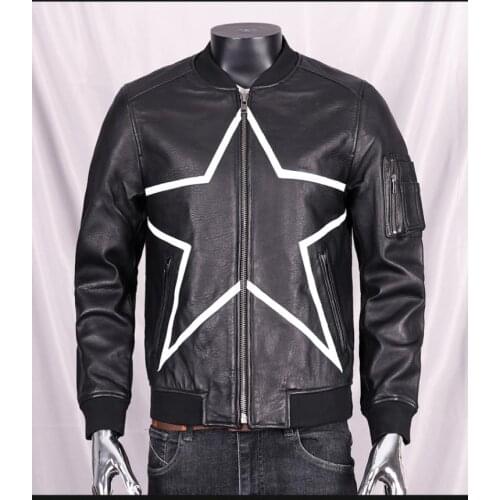 YR!Free shipping.2021 brand.fashion young baseball real style leather jacket.soft slim cool sheepskin coat.bomber leather cloth