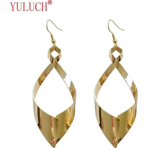 YULUCH 2018 Personality woman jewelry exaggerated wild metal glossy fashion pendant earrings party gift