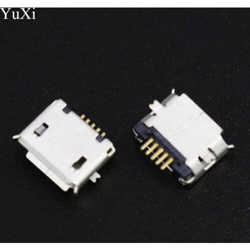 YuXi 100pcs micro USB socket 5pin SMD Pin Long needle 5pin SMD Copper shell Data port Charging port Mini usb connector