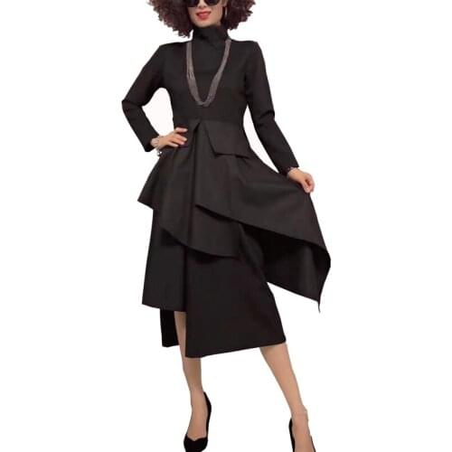 2021 New Streetwear Womens 2 Piece Outfit Set Long Sleeve Crop Top Irregular Clothes + Loose Hip Hop Suspenders Wide Leg Pants